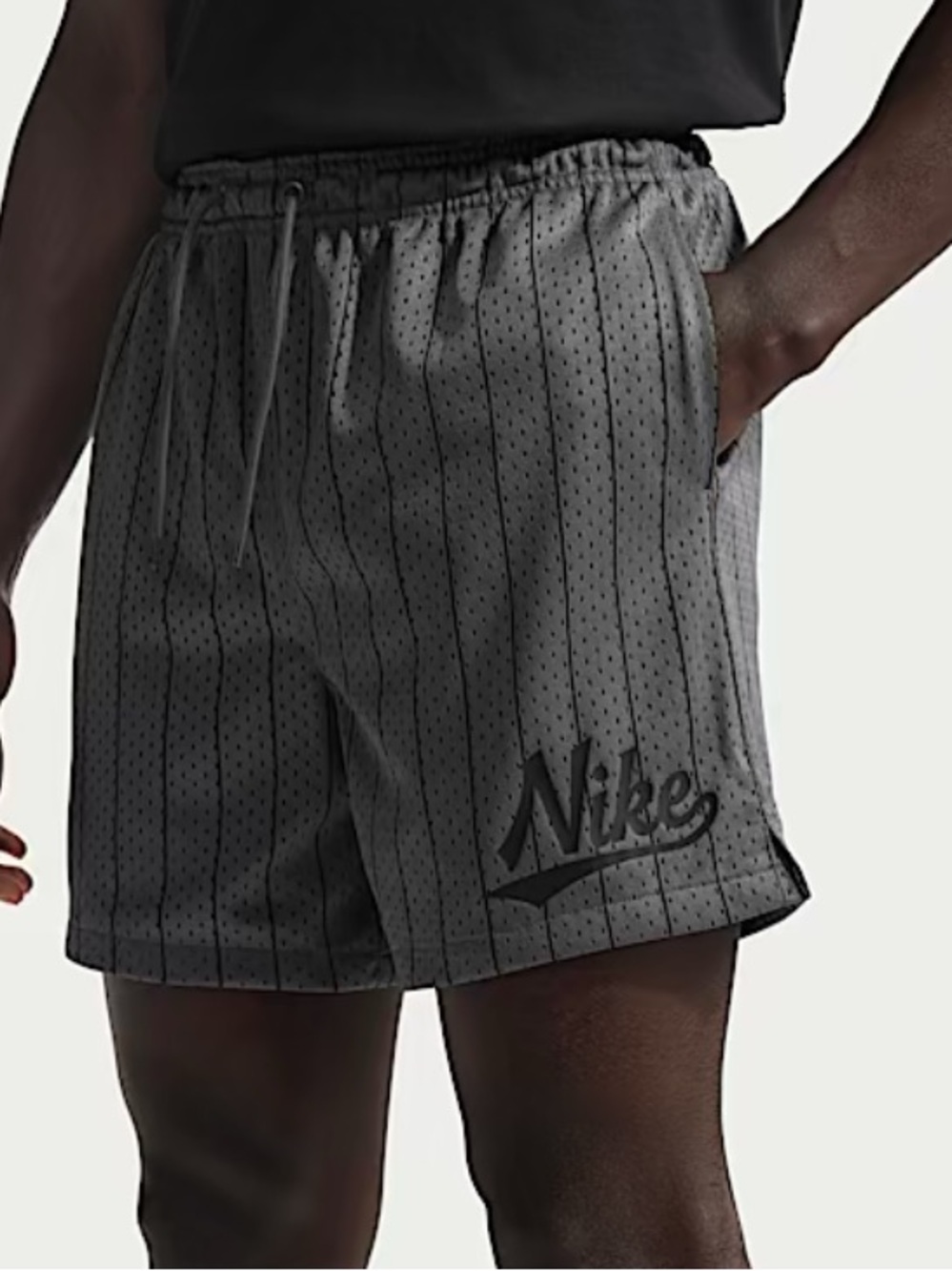Nike Men's Gray Pinstripe Mesh Athletic Shorts